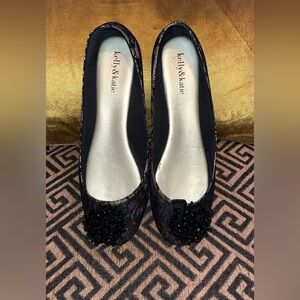 Kelly & Katie Black Lace Flats